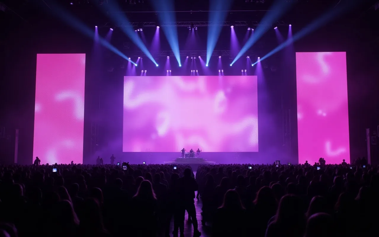 Concert stage with large LED video walls